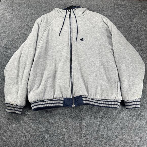 Vintage Y2K Adidas Reversible Hooded Stadium Blue Puffy Jacket Men Size Large - Picture 2 of 15